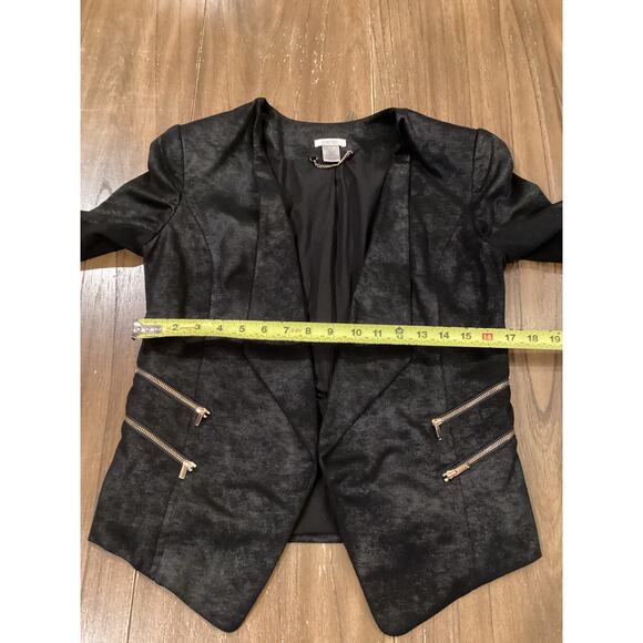 Cache open front cardigan jacket duster Faux Suede Soft Motto Black Zipper 6 - Picture 6 of 10